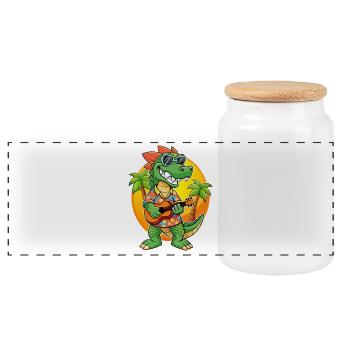 Lustige Krokodil Cartoon Sommer Strand Sonnenbrille - Panorama Keksdose mit Holzdeckel - Weiß - Vorne