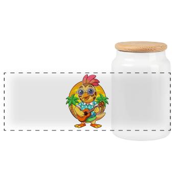 Lustige Wachtel Cartoon Sommer Strand Sonnenbrille Gitarre - Panorama Keksdose mit Holzdeckel - Weiß - Vorne