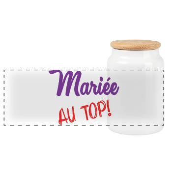 Junggesellinnenabschied. HOCHZEIT. MANNSCHAFT. TEAM BRAUT. ZUKÜNFTIGE BRAUT - Panorama Keksdose mit Holzdeckel - Weiß - Vorne