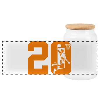 NUMBER 20 BASKETBALL 20TH BIRTHDAY - Panoramic Cookie Jar with Wooden Lid - white - Front
