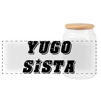 Yugo sista - united style of Balkan - Panoramic Cookie Jar with Wooden Lid - white - Front