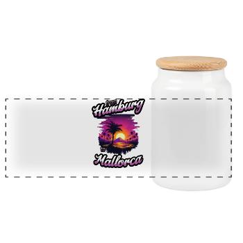 From Hamburg to Mallorca - Purple Text Edition - Panorama Keksdose mit Holzdeckel - Weiß - Vorne