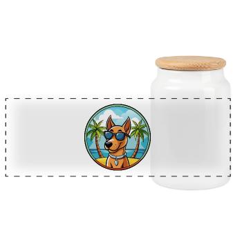 Andalusischer Windhund Rasse Cartoon Sonnenbrille Strand - Panorama Keksdose mit Holzdeckel - Weiß - Vorne