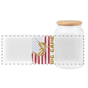 Springender Marlin mit US Flagge Hochseefischen - Panorama Keksdose mit Holzdeckel - Weiß - Vorne