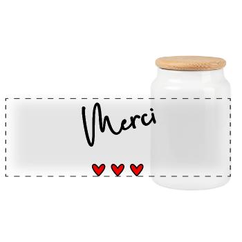 MERCI. MAÎTRESSE. MAÎTRE. MERCI MAÎTRESSE - Boîte à biscuits avec couvercle en bois - blanc - Devant