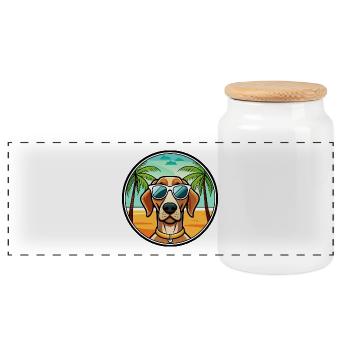 Portugiesische Pointer Hunderasse Cartoon Sonnenbrille - Panorama Keksdose mit Holzdeckel - Weiß - Vorne