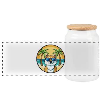 Grönland Hunderasse Cartoon Sonnenbrille Strand - Panorama Keksdose mit Holzdeckel - Weiß - Vorne