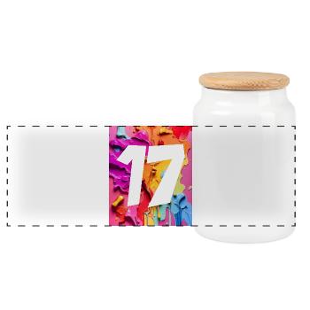 NO. 17 NUMBER 17 COLORFUL 17TH BIRTHDAY - Panoramic Cookie Jar with Wooden Lid - white - Front