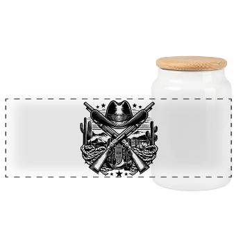 Logo western 2 - Boîte à biscuits avec couvercle en bois - blanc - Devant