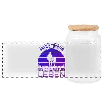 Papa Tochter Geschenk Beste Freunde Vater Spruch - Panorama Keksdose mit Holzdeckel - Weiß - Vorne