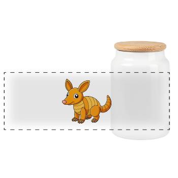 Aardvark Cute Mascot Cartoon Character Kawaii - Panoramic Cookie Jar with Wooden Lid - white - Front