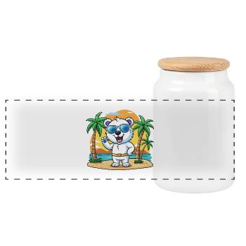 Lunettes de soleil de plage d’été de dessin animé drôle drôle d’ours polaire - Boîte à biscuits avec couvercle en bois - blanc - Devant