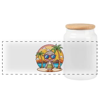 Strauß lustige Cartoon Sommer Strand Sonnenbrille - Panorama Keksdose mit Holzdeckel - Weiß - Vorne