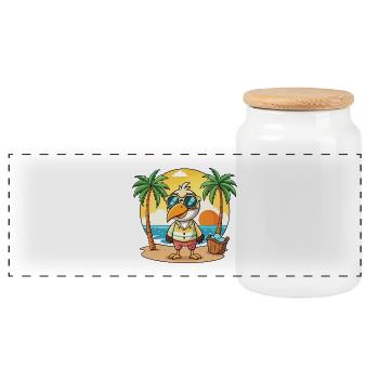Pelican Funny Cartoon Summer Beach Sunglasses - Panoramic Cookie Jar with Wooden Lid - white - Front