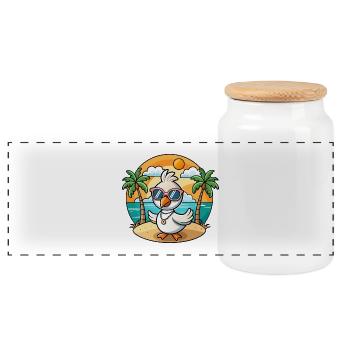 Schwan Lustige Cartoon Sommer Strand Sonnenbrille - Panorama Keksdose mit Holzdeckel - Weiß - Vorne