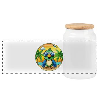 Lunettes de soleil Parrot Funny Cartoon Summer Beach - Boîte à biscuits avec couvercle en bois - blanc - Devant