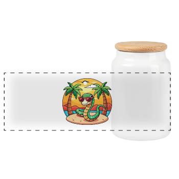 Lunettes de soleil de plage d’été de dessin animé drôle de serpent - Boîte à biscuits avec couvercle en bois - blanc - Devant