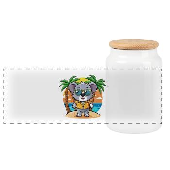 Koala Lustige Cartoon Sommer Strand Sonnenbrille - Panorama Keksdose mit Holzdeckel - Weiß - Vorne