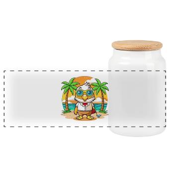 Hawk Funny Cartoon Summer Beach Sunglasses - Panoramic Cookie Jar with Wooden Lid - white - Front