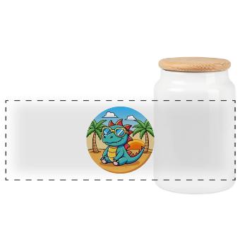 Dragon Funny Cartoon Lunettes de soleil de plage d’été - Boîte à biscuits avec couvercle en bois - blanc - Devant