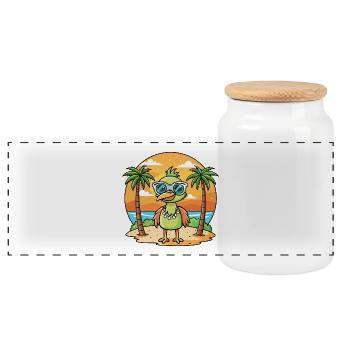 Emu Funny Cartoon Summer Beach Sunglasses - Panoramic Cookie Jar with Wooden Lid - white - Front