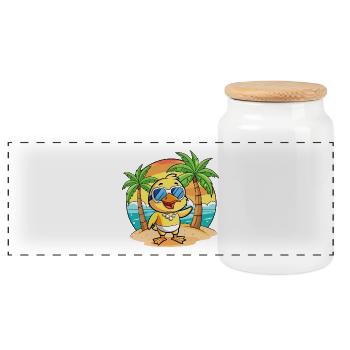 Ente Lustige Cartoon Sommer Strand Sonnenbrille - Panorama Keksdose mit Holzdeckel - Weiß - Vorne