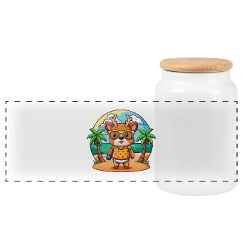Hirsch Lustige Cartoon Sommer Strand Sonnenbrille - Panorama Keksdose mit Holzdeckel - Weiß - Vorne