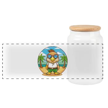 Eagle Lustige Cartoon Sommer Strand Sonnenbrille - Panorama Keksdose mit Holzdeckel - Weiß - Vorne