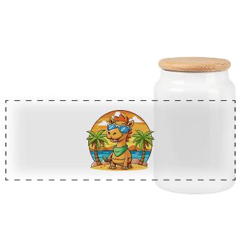Camel Lustige Cartoon Sommer Strand Sonnenbrille - Panorama Keksdose mit Holzdeckel - Weiß - Vorne