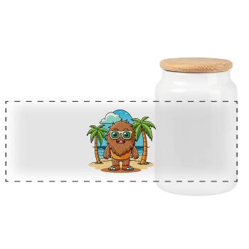 Big Foot Lustige Cartoon Sommer Strand Sonnenbrille - Panorama Keksdose mit Holzdeckel - Weiß - Vorne