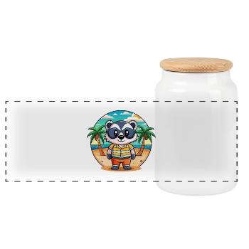 Badger Lustige Cartoon Sommer Strand Sonnenbrille - Panorama Keksdose mit Holzdeckel - Weiß - Vorne
