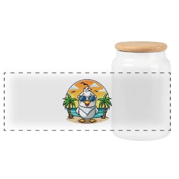 Albatross Lustige Cartoon Sommer Strand Sonnenbrille - Panorama Keksdose mit Holzdeckel - Weiß - Vorne