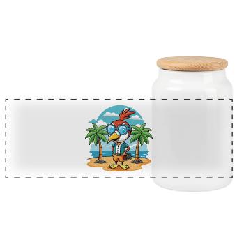 Woodpecker Funny Cartoon Summer Beach Sunglasses - Panoramic Cookie Jar with Wooden Lid - white - Front