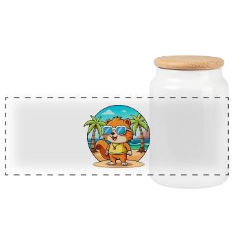 Squirrel Funny Cartoon Summer Beach Sunglasses - Panoramic Cookie Jar with Wooden Lid - white - Front