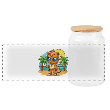 Pony Lustige Cartoon Sommer Strand Sonnenbrille - Panorama Keksdose mit Holzdeckel - Weiß - Vorne