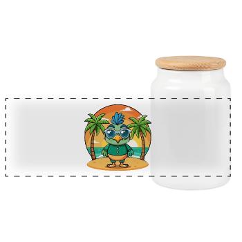 Pfau Lustige Cartoon Sommer Strand Sonnenbrille - Panorama Keksdose mit Holzdeckel - Weiß - Vorne
