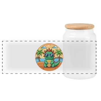 Dragon Lustige Cartoon Sommer Strand Sonnenbrille - Panorama Keksdose mit Holzdeckel - Weiß - Vorne