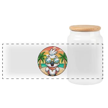 Kakadu Lustige Cartoon Sommer Strand Sonnenbrille - Panorama Keksdose mit Holzdeckel - Weiß - Vorne