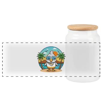 Albatross Lustige Cartoon Sommer Strand Sonnenbrille - Panorama Keksdose mit Holzdeckel - Weiß - Vorne