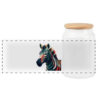 Zebra Cartoon Figur Buntes Haustier Tier - Panorama Keksdose mit Holzdeckel - Weiß - Vorne