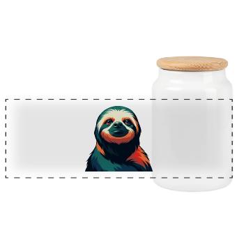 Paresseux Personnage De Dessin Animé Animal De Compagnie Coloré - Boîte à biscuits avec couvercle en bois - blanc - Devant