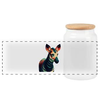 Okapi Personnage De Dessin Animé Animal De Compagnie Coloré - Boîte à biscuits avec couvercle en bois - blanc - Devant