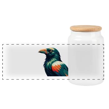 Corbeau Personnage De Dessin Animé Animal De Compagnie Coloré - Boîte à biscuits avec couvercle en bois - blanc - Devant