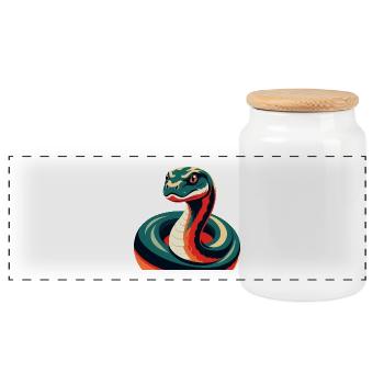 Anaconda Cartoon Figur Buntes Haustier Tier - Panorama Keksdose mit Holzdeckel - Weiß - Vorne