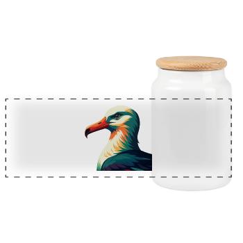 Albatross Zeichentrickfigur Buntes Haustier Tier - Panorama Keksdose mit Holzdeckel - Weiß - Vorne