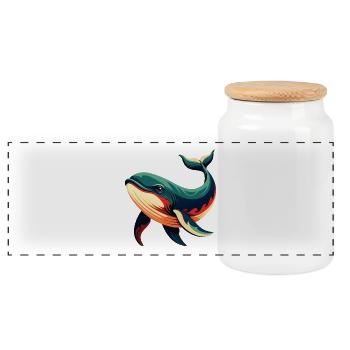 Baleine Dessin Animé Personnage Animal De Compagnie Coloré - Boîte à biscuits avec couvercle en bois - blanc - Devant