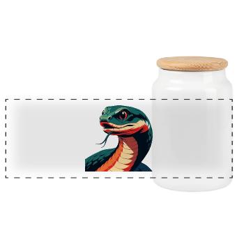 Serpent Dessin Animé Personnage Animal De Compagnie Coloré - Boîte à biscuits avec couvercle en bois - blanc - Devant