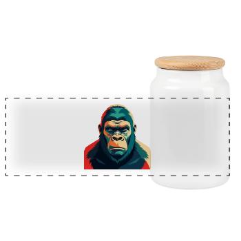 Gorille dessin animé personnage animal de compagnie coloré - Boîte à biscuits avec couvercle en bois - blanc - Devant