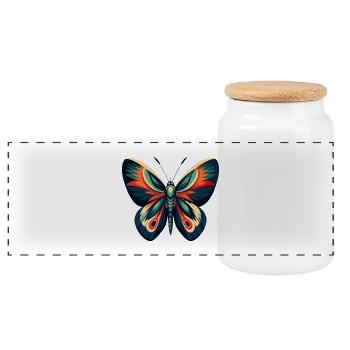 Schmetterling Cartoon Figur Buntes Haustier Tier - Panorama Keksdose mit Holzdeckel - Weiß - Vorne