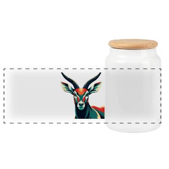 Antilope Zeichentrickfigur Buntes Haustier Tier - Panorama Keksdose mit Holzdeckel - Weiß - Vorne